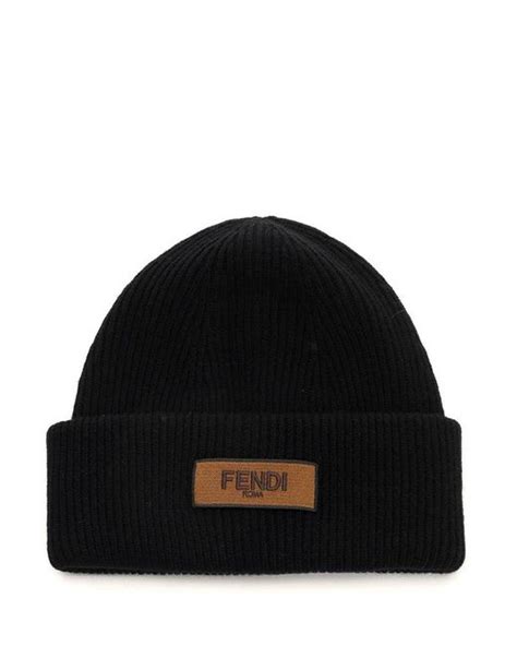 berretto fendi lana|Fendi Black wool cap for Men .